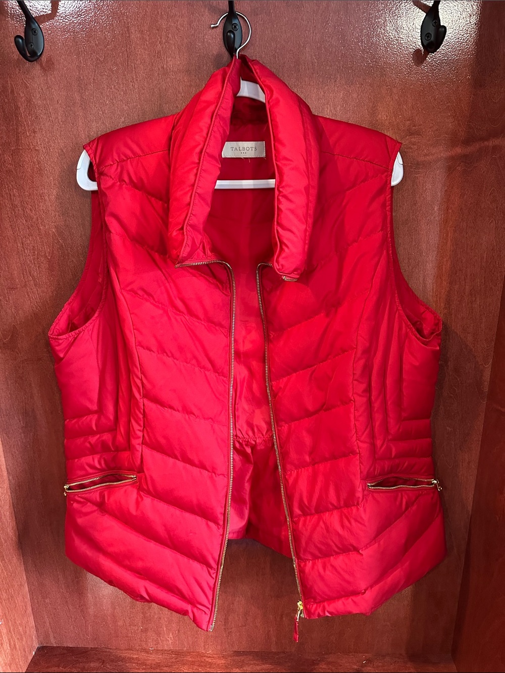Talbots Red Quilted Puffer Vest